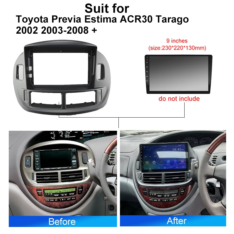 Car radio fascia frame Canbus Decoder For Toyota Previa Estima ACR30 Tarago 2002 2008 2 din stereo panel Wiring Harness Cable