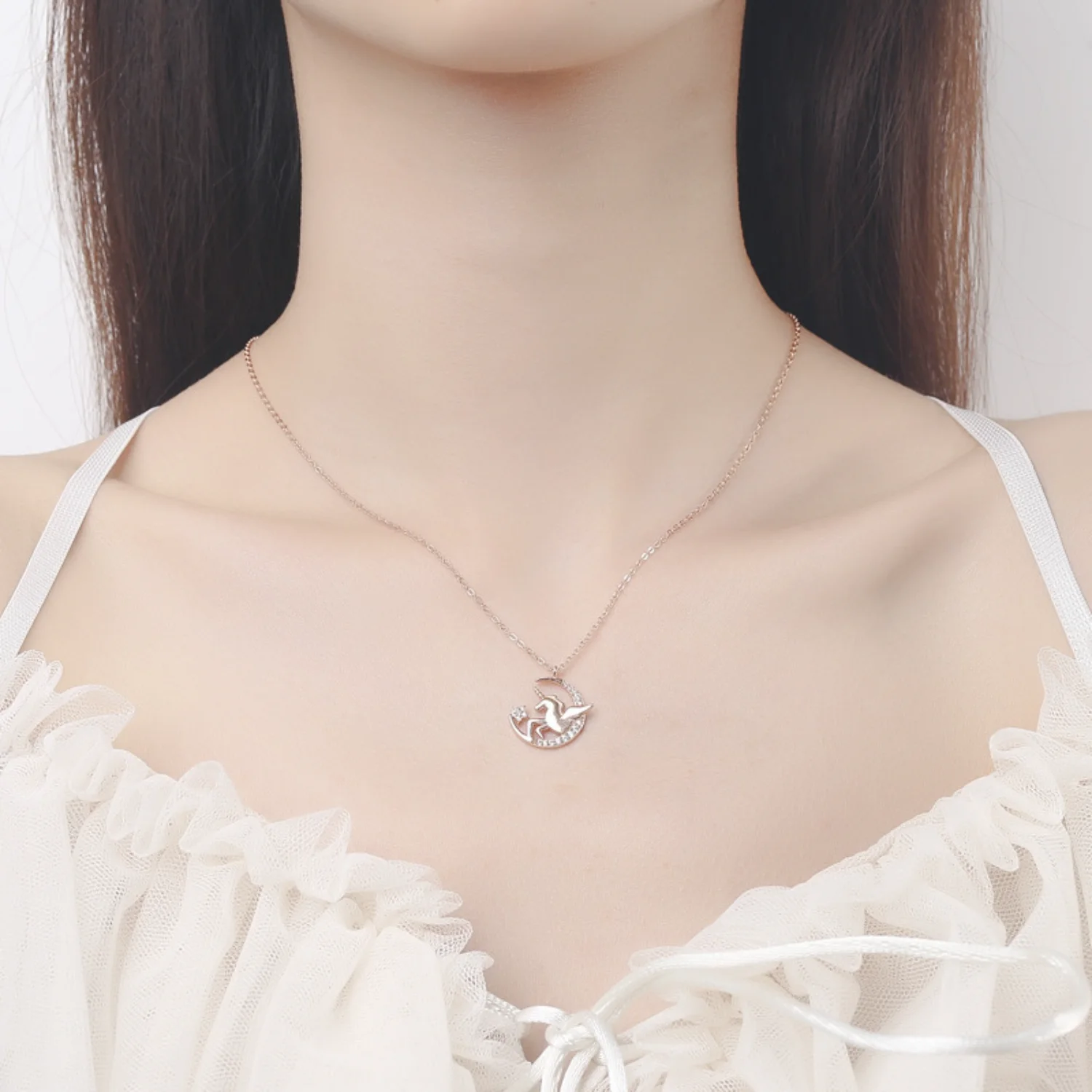 Unicorn's Tears Stars and Moons Necklace Female Diamond-encrusted Cold Wind Clavicle Chain Support Bulk Low Price Order 0postage