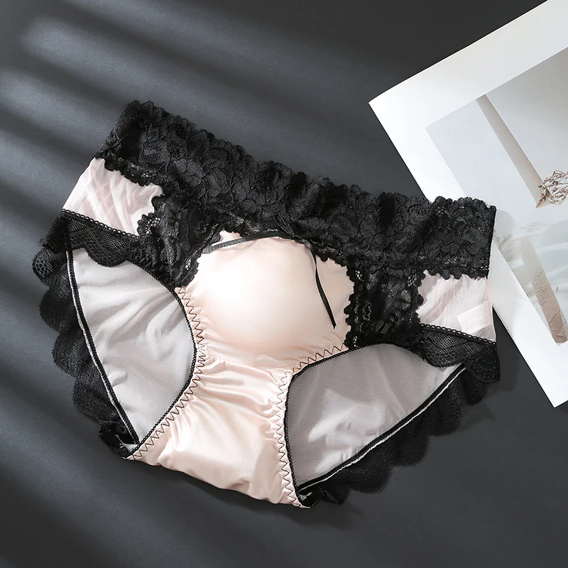 Men Ice Silk Seamless Thin Briefs Lace Mesh Quick Drying Panties Male Sexy U Bulge Pouch Breathable Underwear Elastic Underpants