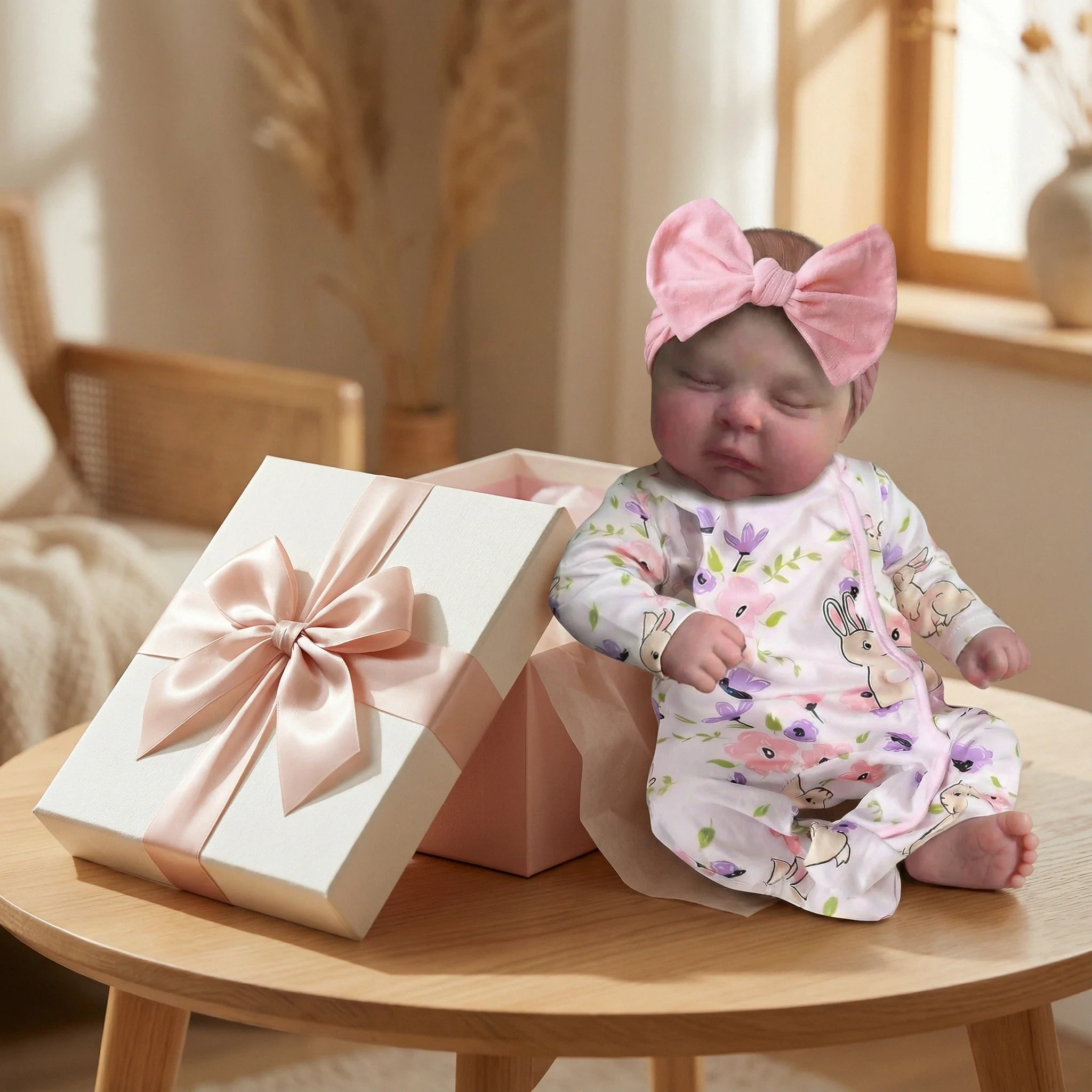 NPK 20インチ新生児ベビーソフトタッチリボーンドールピーチ3Dスキン多層塗装可視血管ソフトボディベビードール