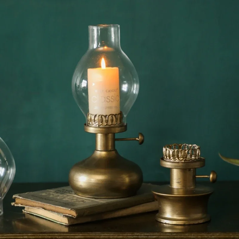 

Retro Light Luxury Candlestick French Wind Lamp Home Homestay Industrial Style Decoration Metal Candle Lamp Desktop Decoration