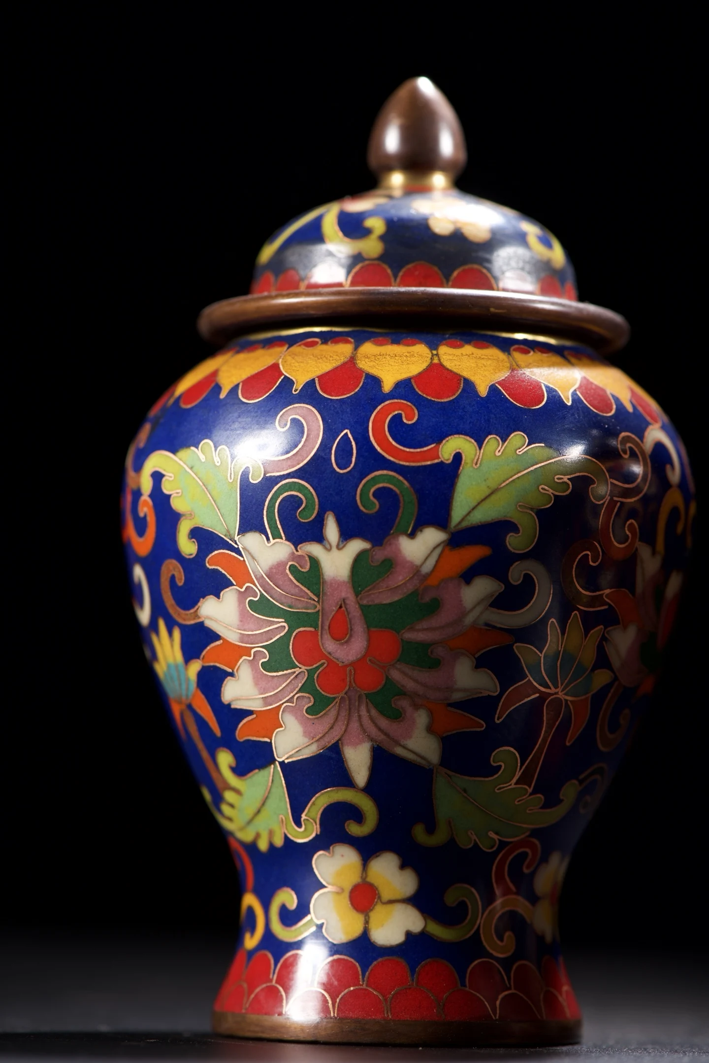 Old Bronze Cloisonne Enamel Lotus texture General tank storage jar a pair Study screen Amass wealth Ornaments Town house