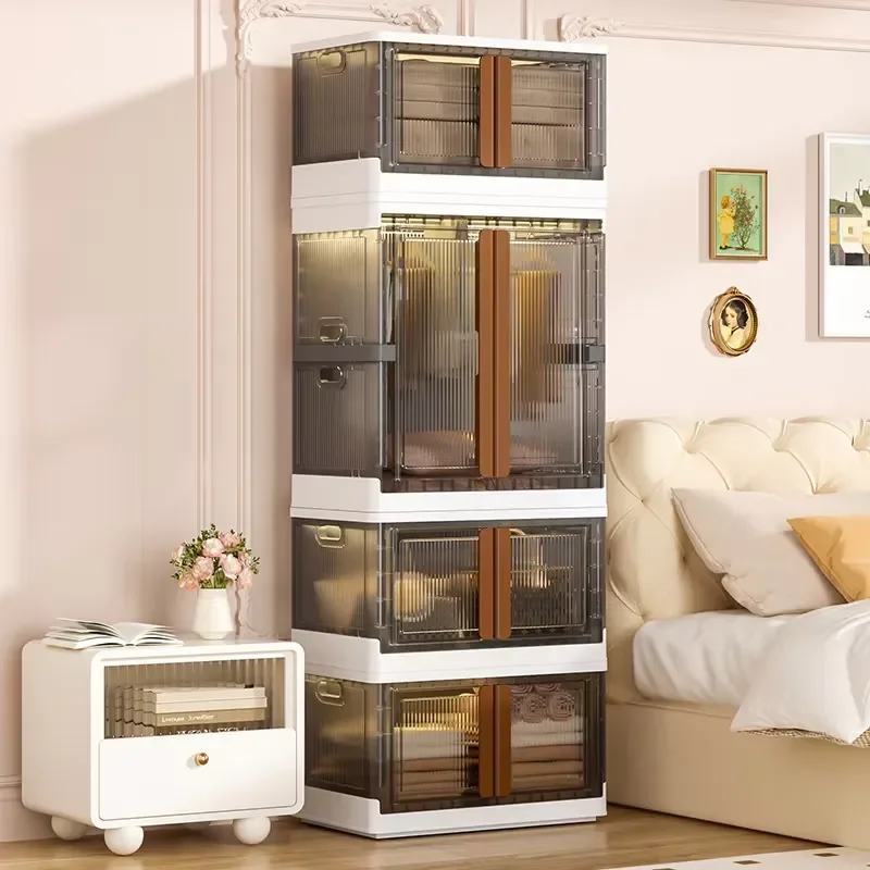 Home dust PP 5-layer simple wardrobe no installation rental bedroom large capacity hanging wardrobe clothes folding storage