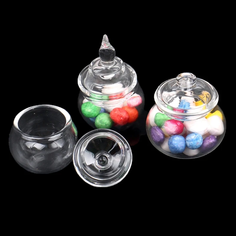1:12 Dollhouse Miniature Mini Glass Bottle Cork Cover Tiny Jar Vials Model Doll House Decoration Accessories Kids Play Toy