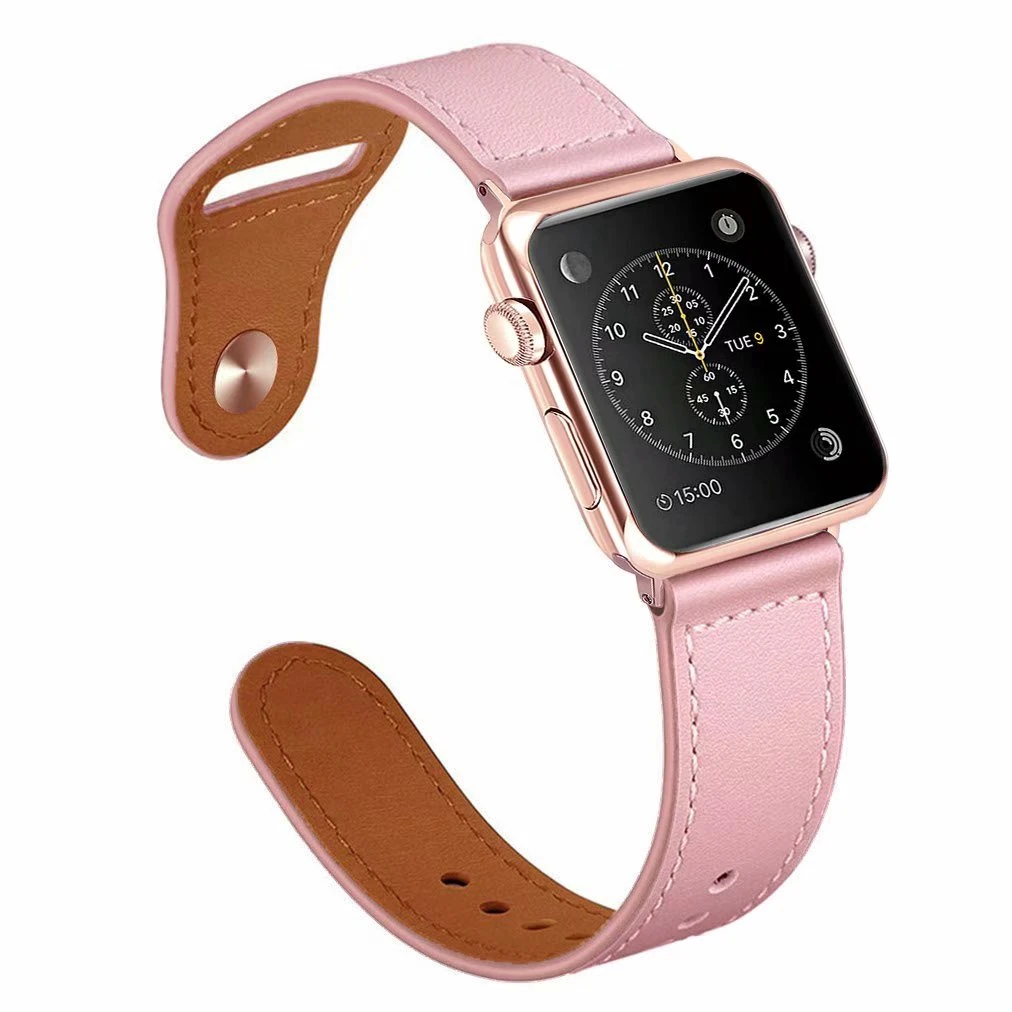 【For Apple Watch Strap】Apple Watch Series 7 6 se 5 4 3 2 1 Genuine leather loop strap fo iWatch 45mm 41mm Smart Watch Accessory
