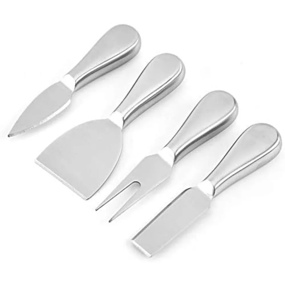

Premium Stainless Steel Cheese Tool Set - 4 Piece Cheese Knife Set - Cut, Spread All Your Favorite Cheeses