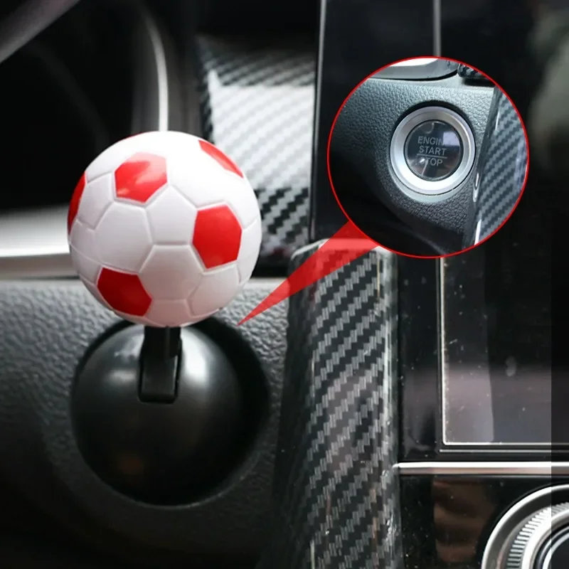 Car Start Button Push Ignition Button Cover Football Type Stickers One-Touch Button Rocker Auto Engine Push Start Stop Lever