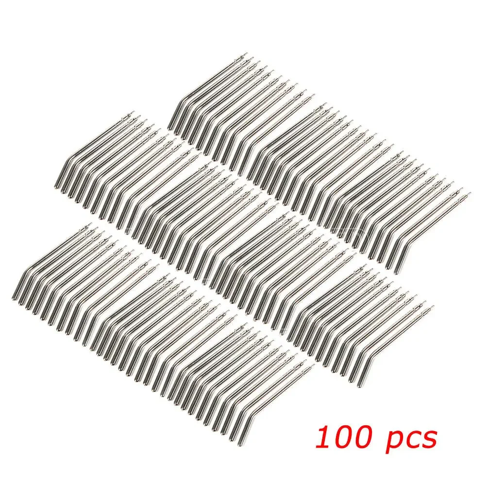 100PCS Dental Air Water Spray Nozzles/Tips Triple 3-way Syringe Metal Nozzles/Tips/Tube