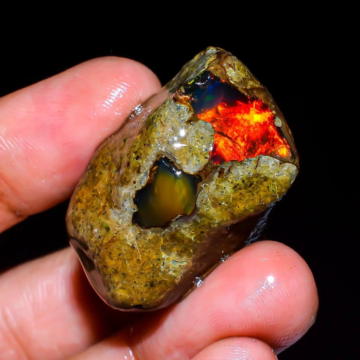 25-80CT Ethiopian Opal Rough Natural Fire Opal Loose Gemstone Pendant Stone Randomly Selected One