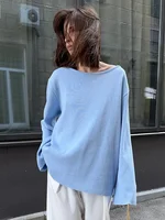 Wolfeel Autumn Winter New Women's Cotton Sweater Backless Design Loose Knit Pullover Jumper Fashionable Commuting Sweater