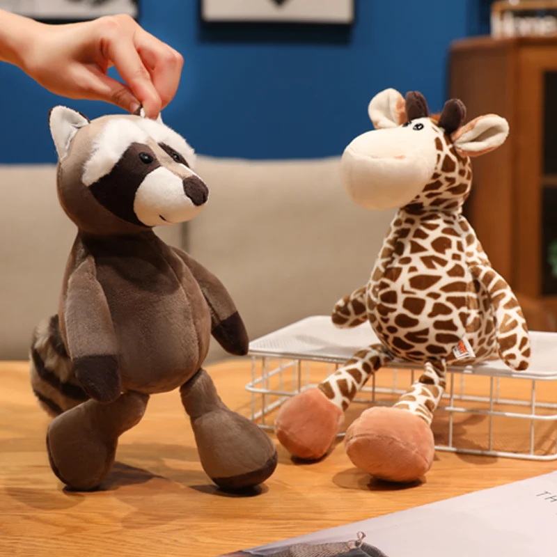 30/35 سنتيمتر Kawaii الكرتون الغابات الحيوان الأسد زيبرا ليوبارد محشوة ألعاب من نسيج مخملي للأطفال قرد الراكون اليدوية دمية هدية