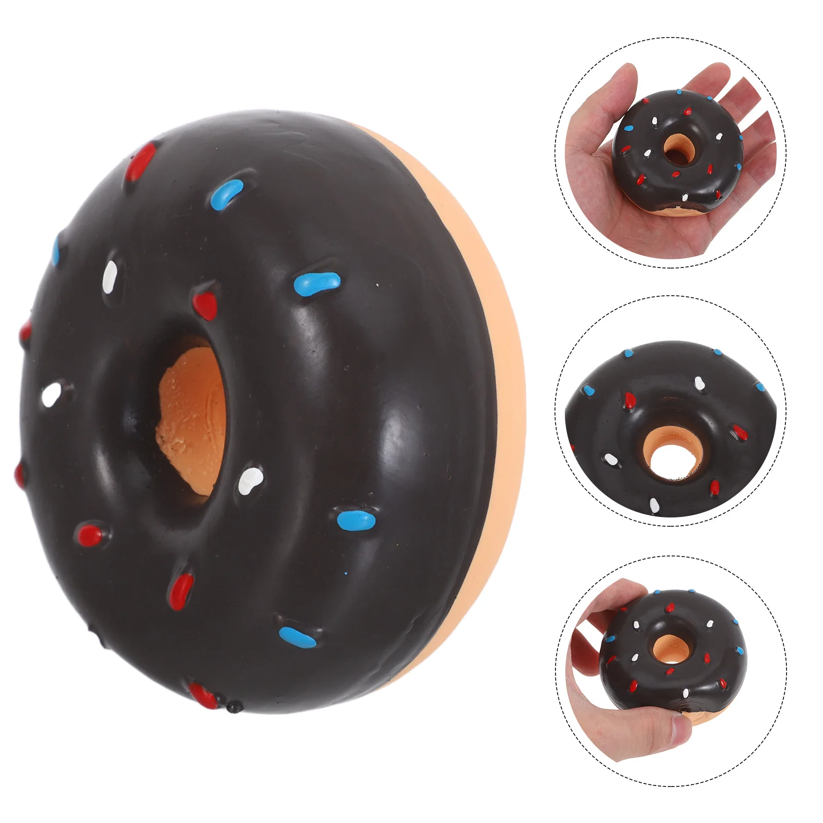 

Donut Squeaky Dog Chew Premium Latex Tough Puppy Teething Ring For Medium Small Dogs Durable Grinding Interactive Stimulation