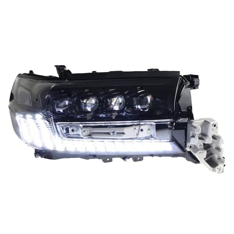 Lampu depan perakitan lampu depan lensa 4 matriks LED upgrade untuk Toyota LAND CRUISER Lc200 fj200 2016-2019 lampu depan pasang dan mainkan