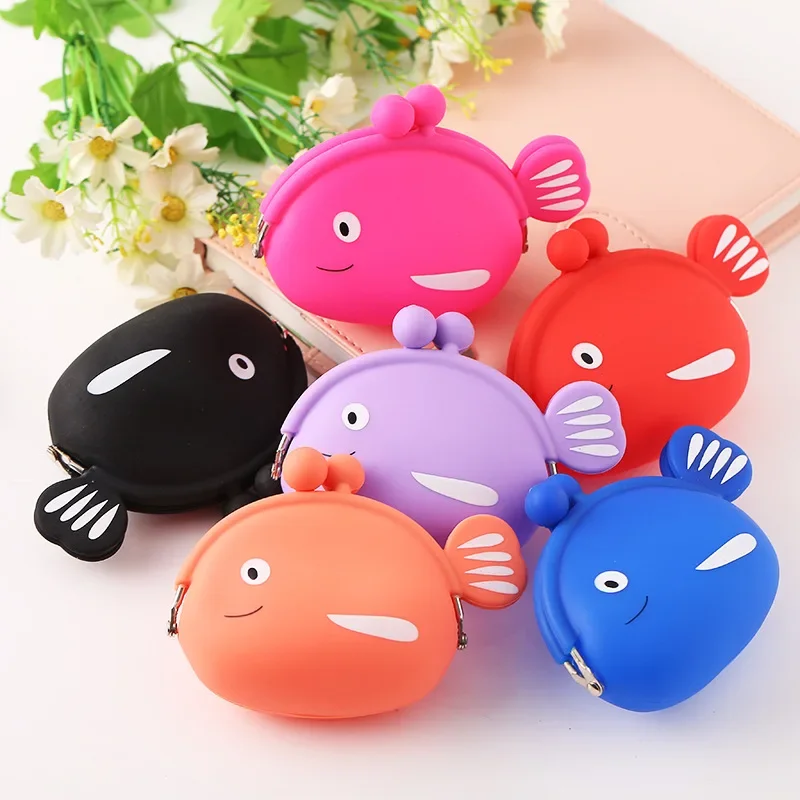 2020 New Girls Mini Silicone Coin Purse Fish Small Change Wallet Purse Women Key Wallet Coin Bag for Children Kids Gifts