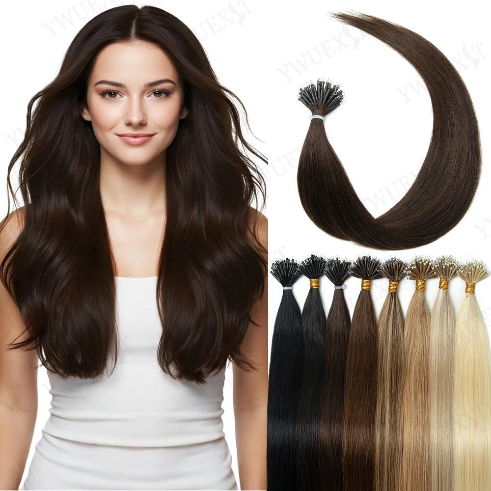 

Машинка для наращивания волос нано-кольцами, натуральные волосы Реми для микропучкового наращивания, прямые, 50 прядей, 30 г, нано-наконечники для надежной фиксации