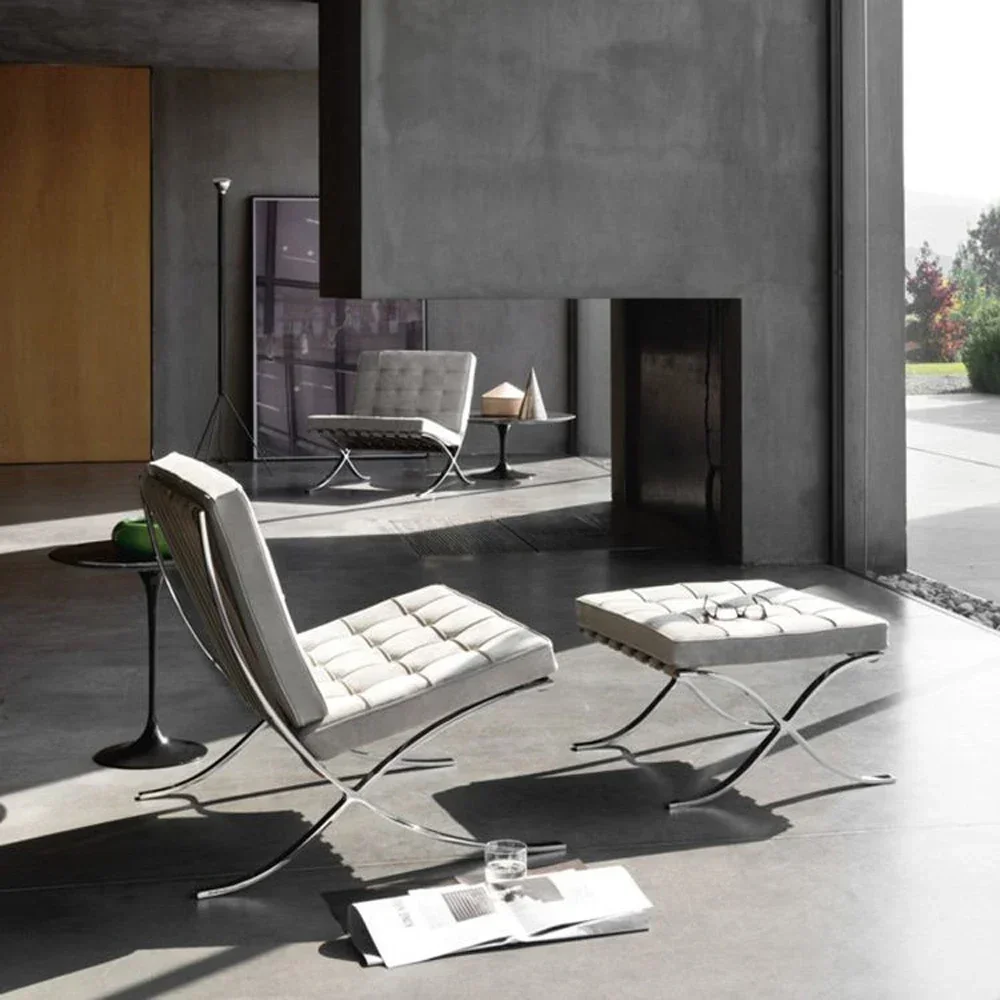 Barcelona chaise design rétro confortable sédentaire simple canapé chaise simple en cuir maison salon loisirs chaise