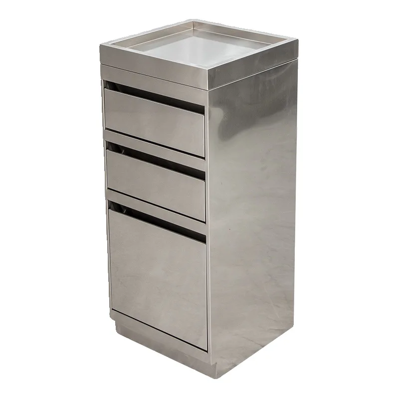 Barber shop stainless steel cabinet with hair dryer rack barber shop cart pulley locker hair stylist storage tool cabinet