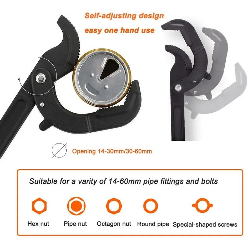 

12-35 / 25-65mm Universal Pipe Wrench Multi Tool High-carbon Steel Key Set Open Wrench Monkey Spanner Plumber Hand Tools