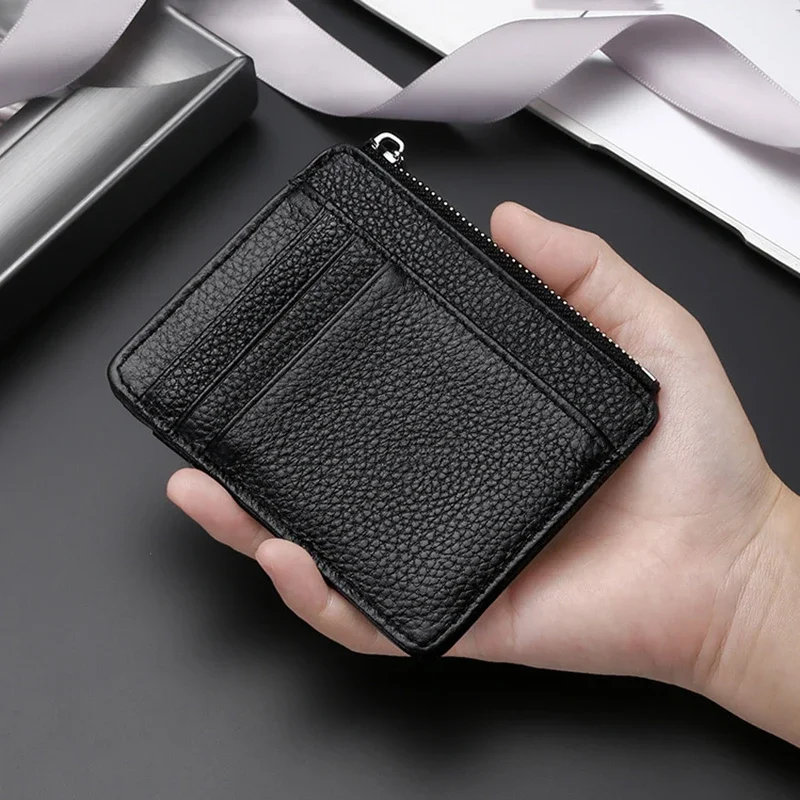 Man Purses Ultra-thin Zipper Mini Business Bank Credit Card Wallet Black Women Small Coin Cards Cover Cardholder Bags
