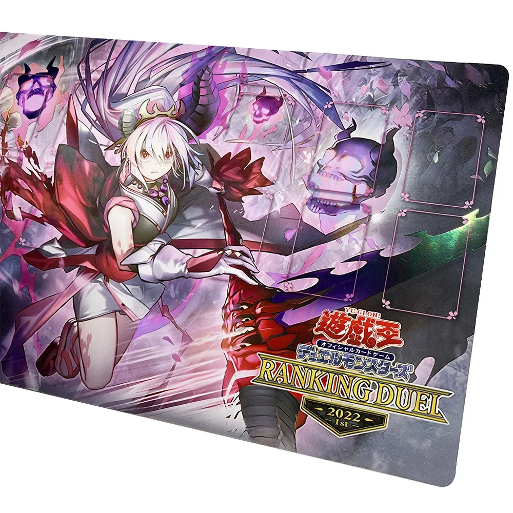 YuGiOh Mlikemat New Foil Board tappetino da gioco personalizzato fiori rossi da Underroot CCG Trading Card tappetino da gioco olografico tappetino per mouse da tavolo