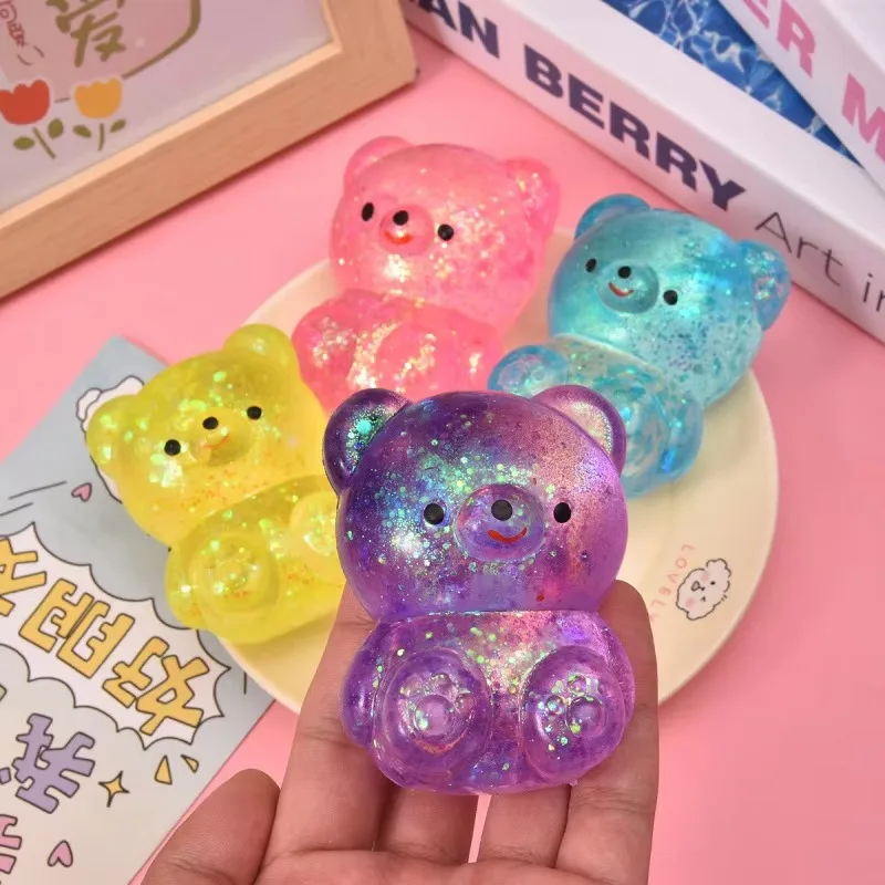 Fidget Bear Squishys Glitter Gummy Bear Small Cute Animal Anti Stress Fidget Splat Decompressions Vent Squeeze 2026 New