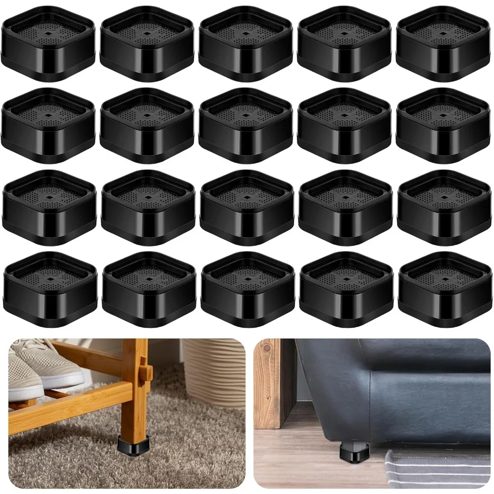 

20 Pack Adjustable Stackable Furniture Risers, 1.38 Inch Heavy Duty Square Lifts Bed Raising Blocks for Mattress Bed Desk Table
