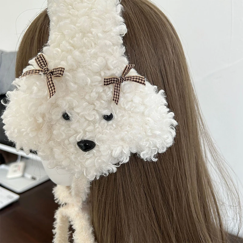 Fashion Autumn Winter Foldable Puppy Earmuffs Women Warm Cute Plush Solid Color Ear Muffs Adjustable Foldable Headdress