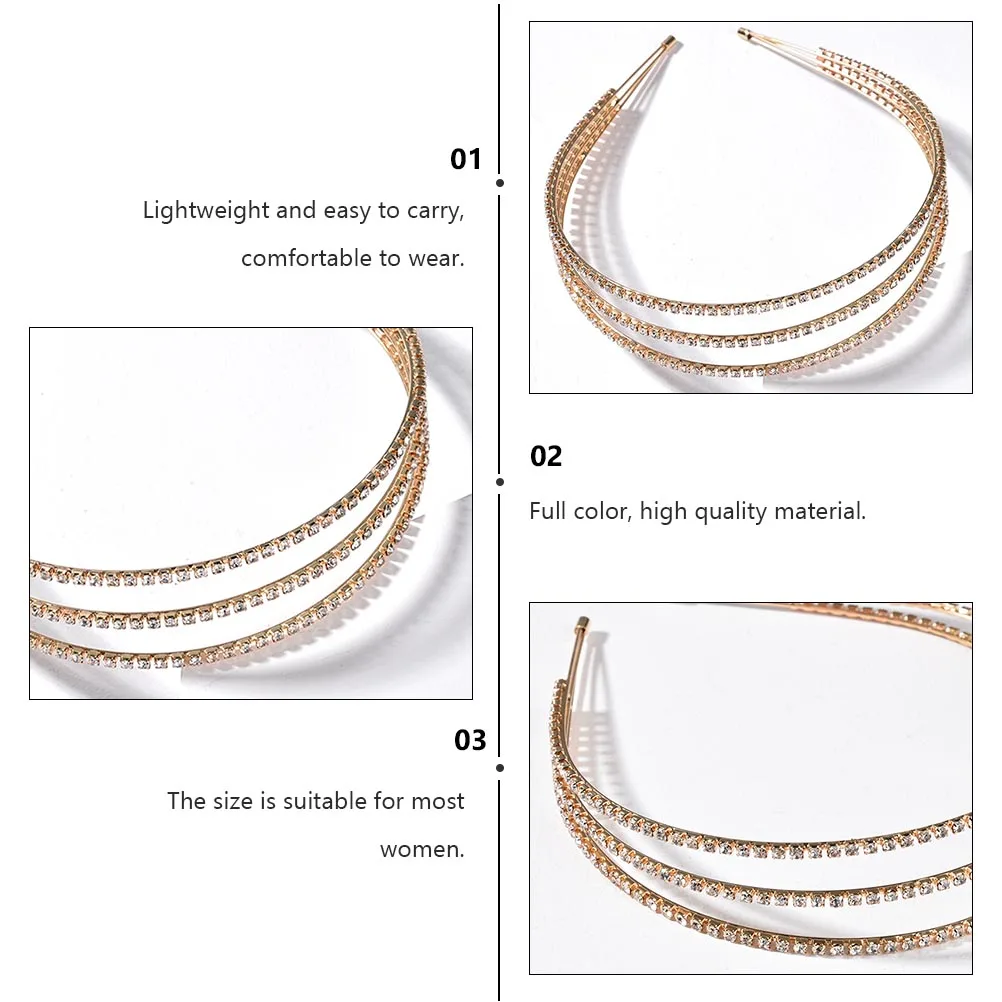 

Rhinestone Hair Headdress Material Lightweight Comfortable Wedding Party Hoop Headb Creative Design Excellent