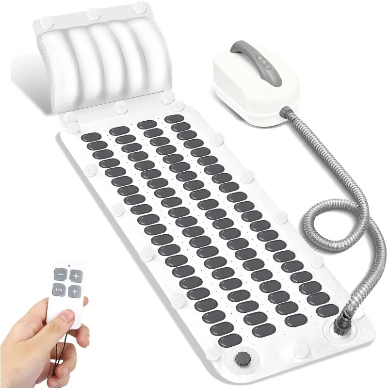 Portable tub bubble bath machine with non-slip mat, electric air pump, inflatable pillow and wireless remote control