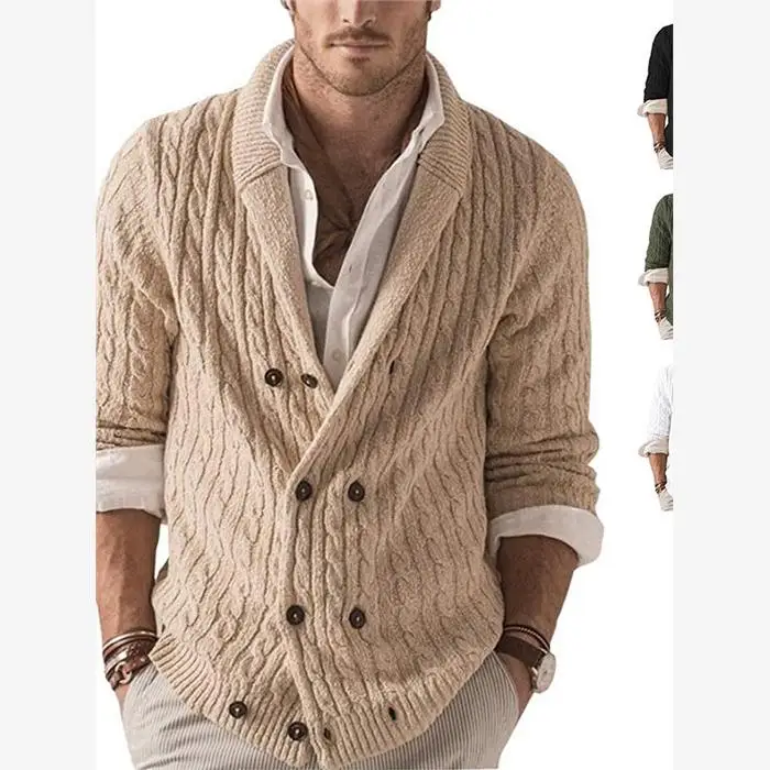 

Мужской вязаный кардиган однотонный, больших размеров, повседневный, модный, осенне-зимний, новинка, с открытым передом, вязаная верхняя одежда