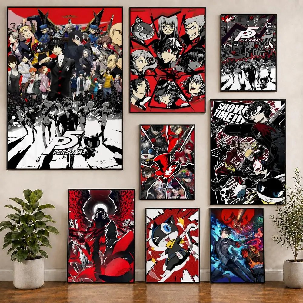 Game Persona 5 Phantom Thief Ästhetisches Poster PVC HD Selbstklebend Modernes Poster Heim Büro Wohnzimmer Esszimmer Wanddekoration