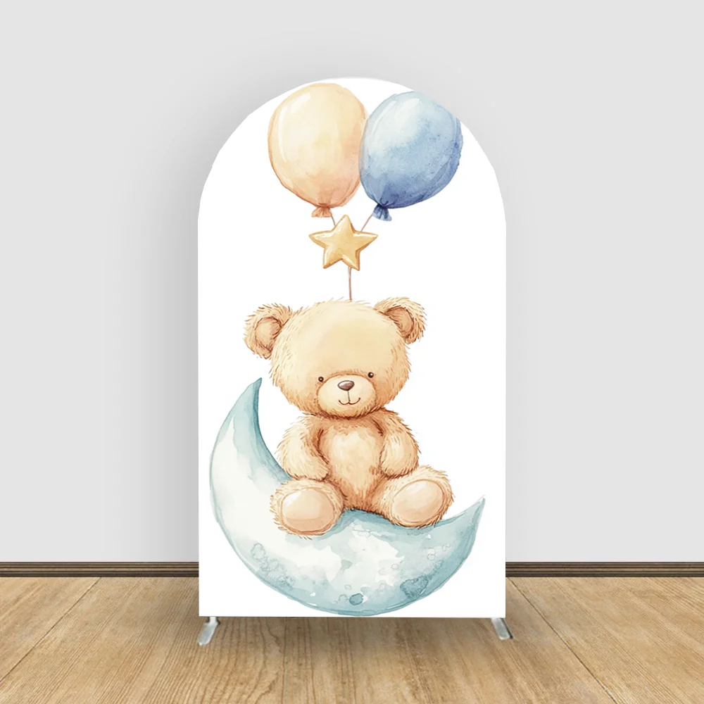 Light Beige Bear Arch Stretch Cover Background Wedding Baby Shower Birthday Arch Background Double Sided Fabric Party Decoration
