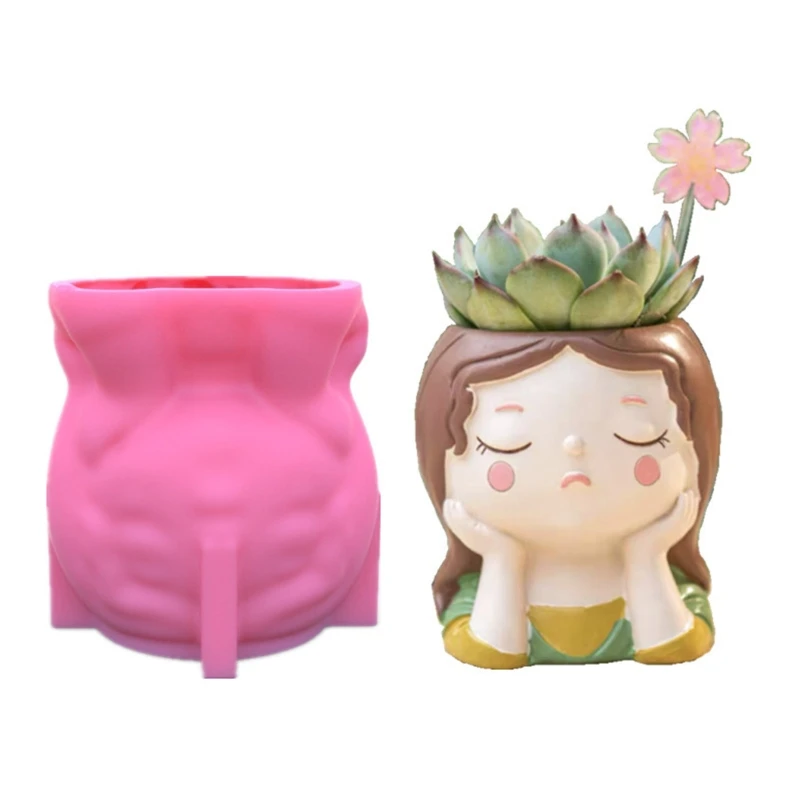 Girl Flowerpot Epoxy Resin Mold Succulents Plant Pot Concrete Plaster Silicone Mould DIY Crafts Home Decorations Dropship