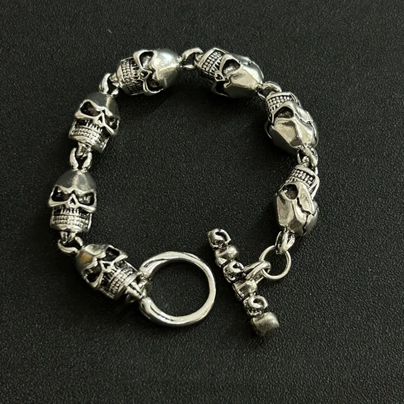 

Браслет-подвеска с черепом в стиле Garber, ручная работа, череп, мотоциклетная ручная строка, трендовый мужской и женский винтажный браслет в стиле панк со скелетом