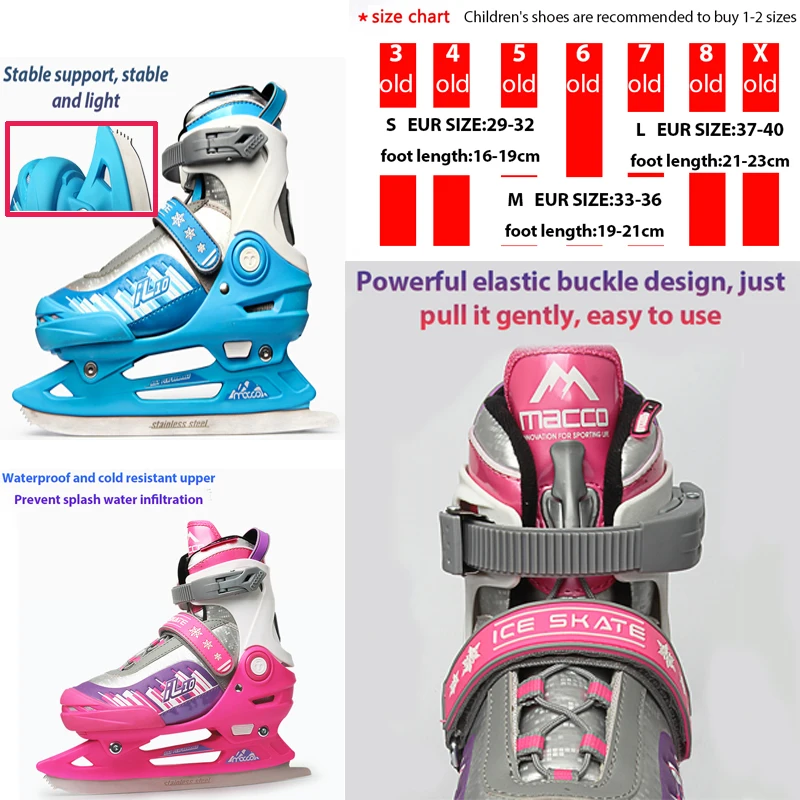 

New Beginners Breathable Adjustable Winter Ice Blade Speed Skates Shoes Children Ice Blade Warm Thermal Ice Hockey Skating Shoes