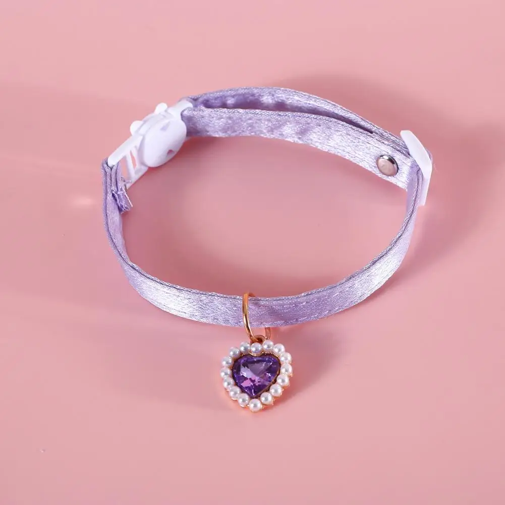 Non-fading Pet Collar Stylish Adjustable Pet Collars with Bow Heart Pendant Cute Cat Neck Strap Exquisite Pet for Dressing