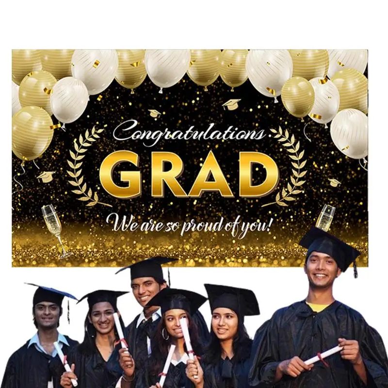 

Congrats Grad Banner Водонепроницаемый выпускной фотофон Стенд и фон Элегантные выпускные баннеры Congrats Grad Party