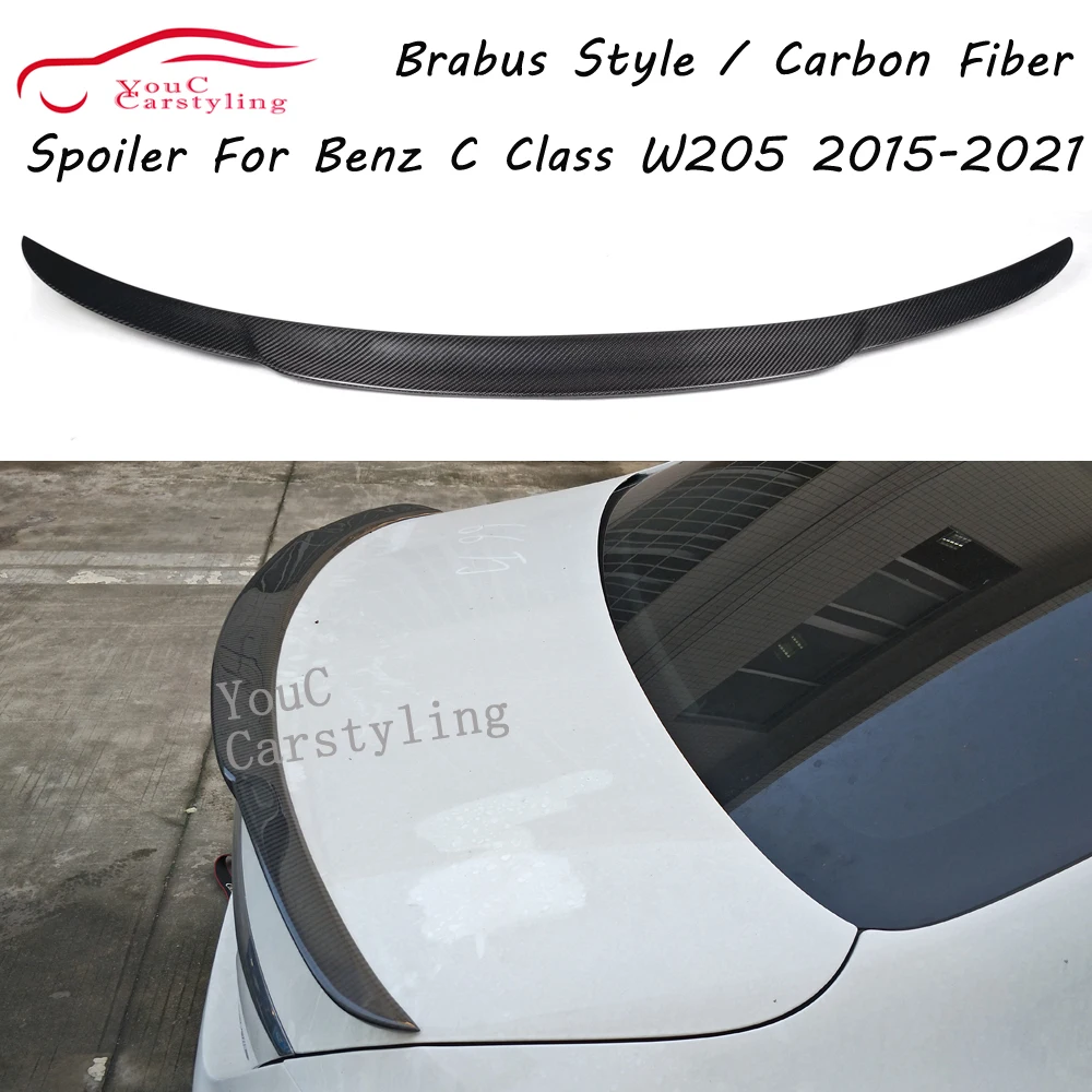 

W205 Brabus Style Carbon Fiber Rear Spoiler for Mercedes C Class W205 2015-2021 Rear Trunk Boot Lip Spoiler