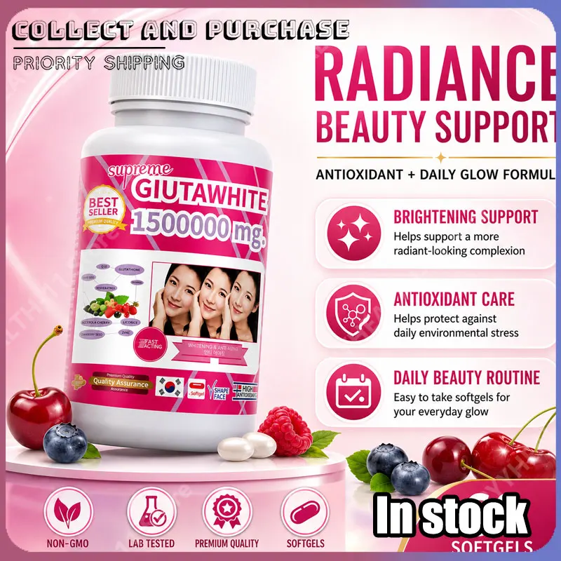 Cápsulas de Glutatión 1500000mg con Vitamina C, Biotina, Zinc y Acerola para Blanquear la Piel, Mejorar la Firmeza y Reducir los Poros, 60 Unidades