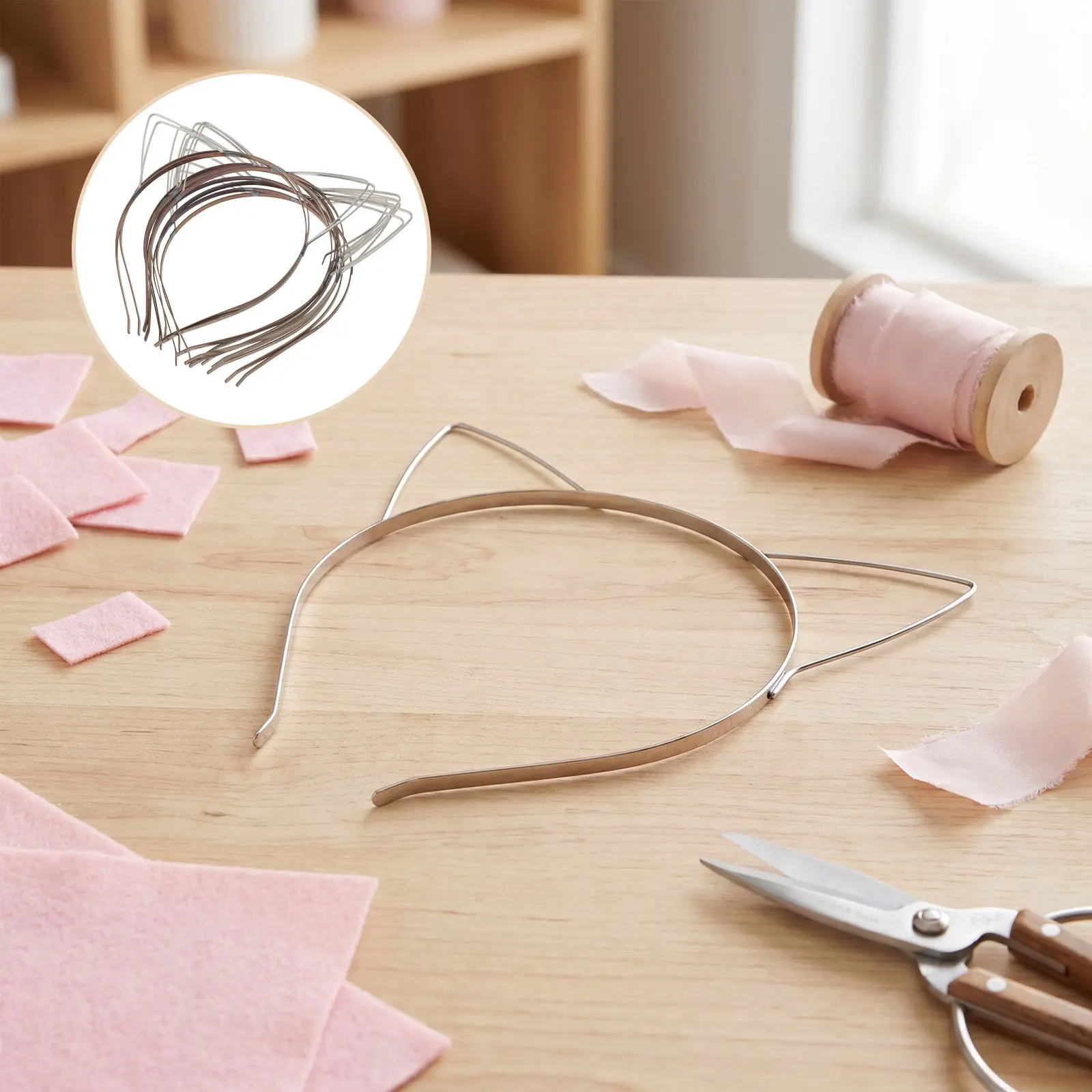 30Pcs Silver Metal Cat Ear Headband Base Frame DIY Craft Hairband Making Base for Cartoon Ears Hair Accessories Cosplay Supplies