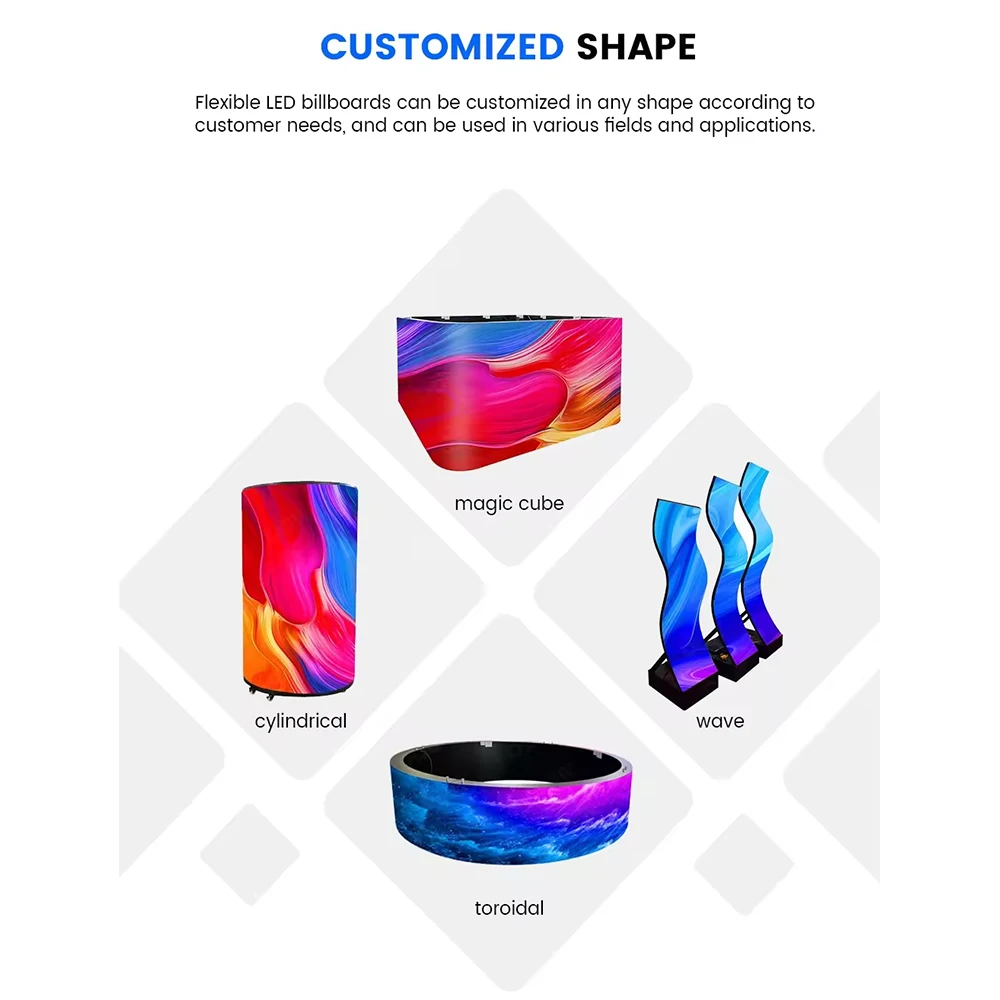 360 Degree Roof Round Column Indoor Circular Curved Circle Cylinder Panel Billboard Rollable Soft Flexible Led Screen Display