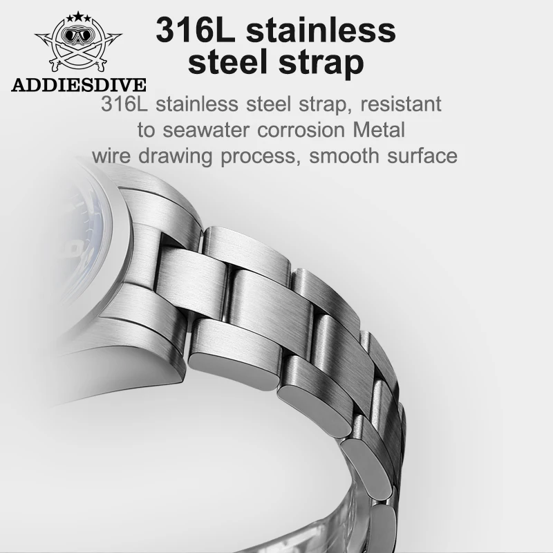 ADDIESDIVE AD2113 Men\'s Mechanical Automatic Watch NH35 Sapphire Bubble Mirror Pot Cover Glass BGW9 Luminous Men Diving Watches