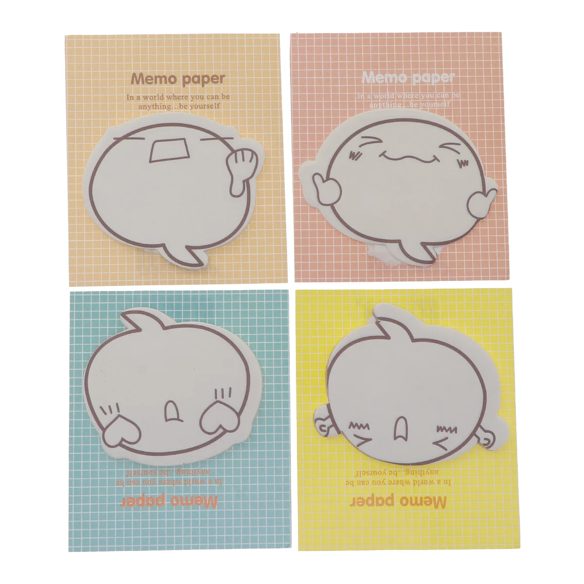 4pcs Creative Cartoon Memo Papers Memo Pads Notebooks Sticky Labels Paper Stickers for Home School Office