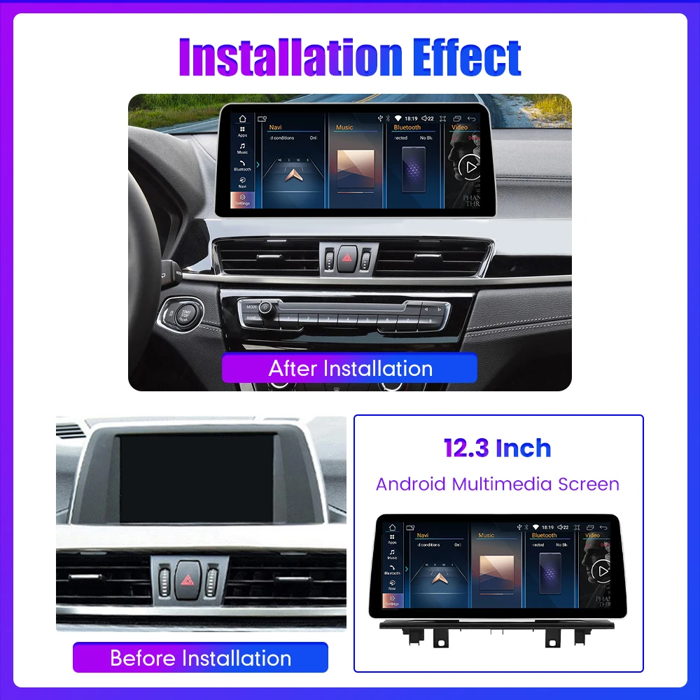 12.3 Inch Android Car Radio For BMW X1 F48 2016 2017 2018 NBT System GPS Navigation Multimedia Video Player Carplay Android Auto