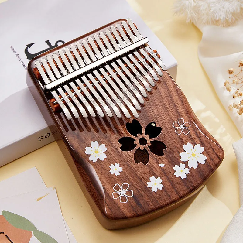 17 Keys Kalimba Walnut 21 Keys Kalimbas Chromatic Cherry Blossoms Portable Mini Music Keyboard Fingers Piano Accessories Tools