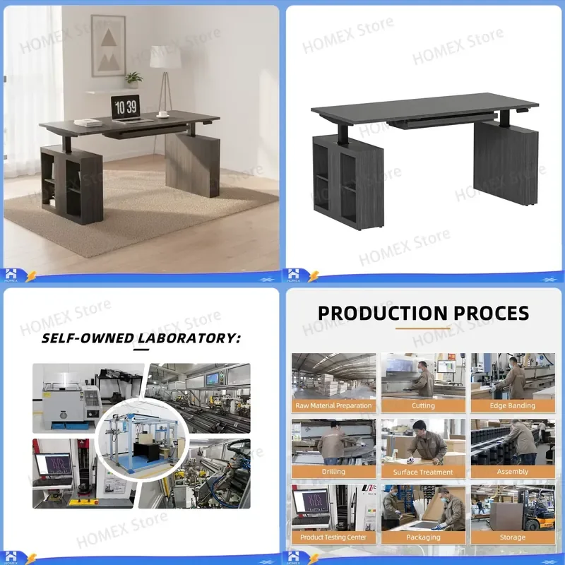 Adjustable Electric Lift Computer Desk Home Study Table Modern Standing Desk with Socket