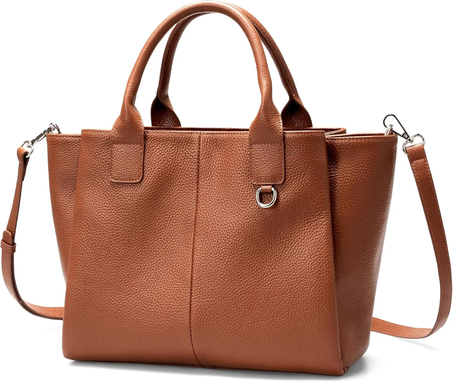 

Genuine Leather Satchel Purses for Women, Triple Pocket Designer Medium Top-handle Crossbody tote Shoulder Handbag