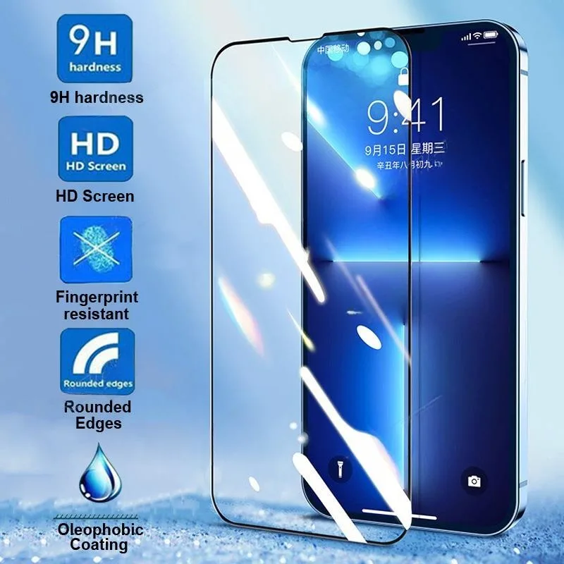 9D Tempered Glass For Apple iPhone 16 15 14 Plus 13 mini 12 11 Pro Max Screen Protector iPhone 6 7 8 X XR XS Max Protective Film