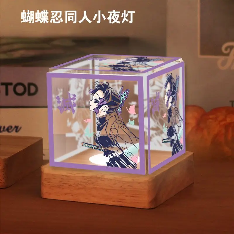 Demon Slayer Kochou Shinobu Anime Cartoon Cute Acrylic Light-up Stand Kawaii 2D Bedroom Atmosphere Night Light Ornament Gift view 2