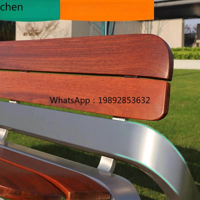 

outdoor stainless steel seat high-end community real estate anti-corrosion solid wood leisure backrest park chair